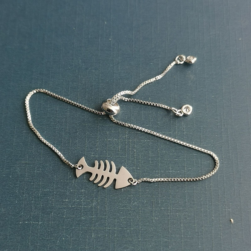 Fishbone Titanium Steel Stainless Double-sided Finishing Pendant