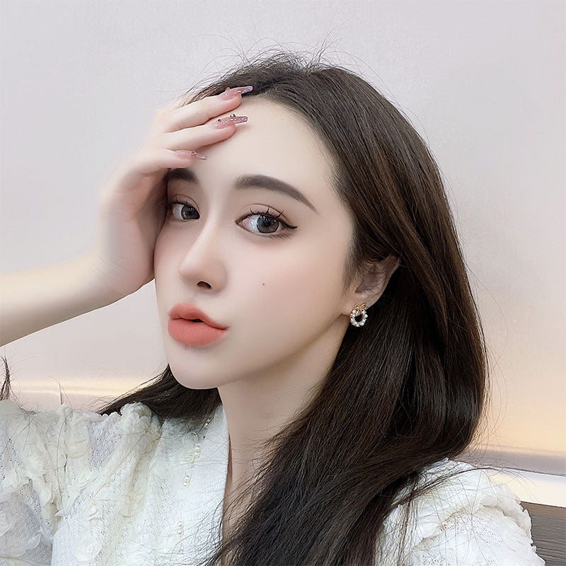 Women's Sier Bow Pearl Round Simple Compact Light Luxury Rings