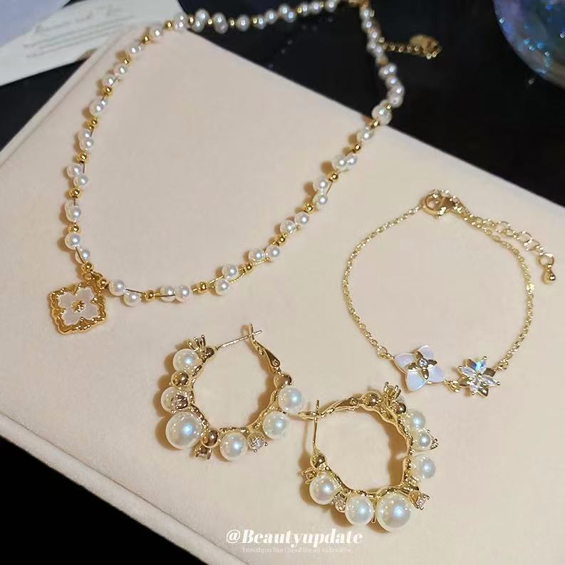 French Style Zircon Flower Pearl Exquisite Elegant Niche Light Luxury Bracelets