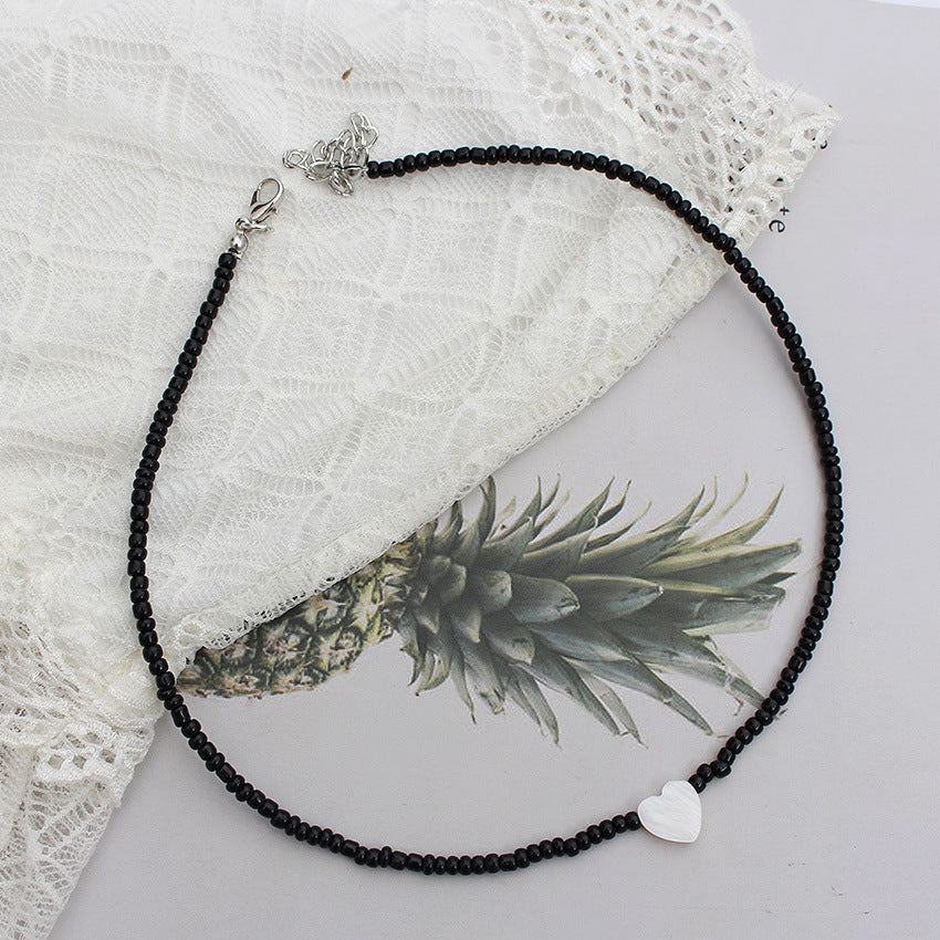 Heart Beads Stringed Color Clavicle Chain Necklace