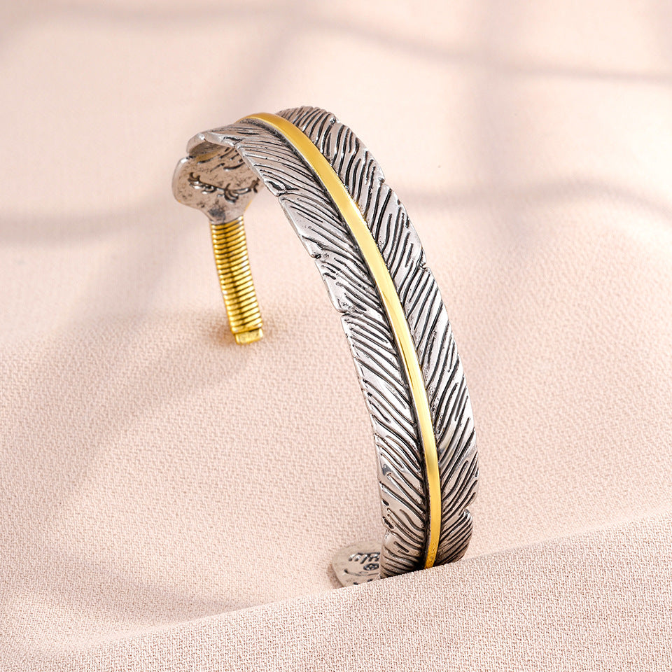 Men's Design Feather Opening Adjustable Size Strong Price Bracelet