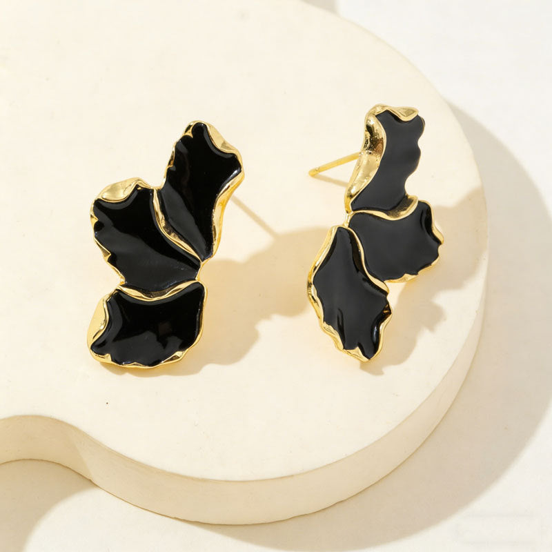 Maple Leaf Flower Affordable Luxury Fashion Sense Colorful Petals Dripping Stud Earrings