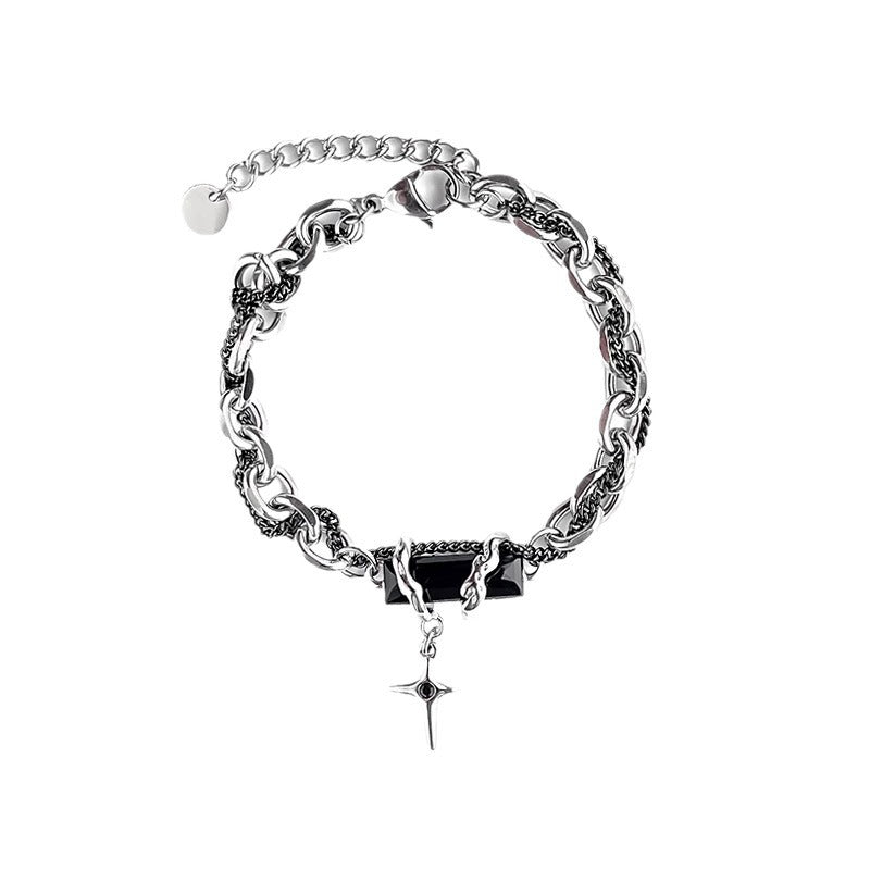 Men's Body Winding Diamond Titanium Steel No Fading High Bracelet