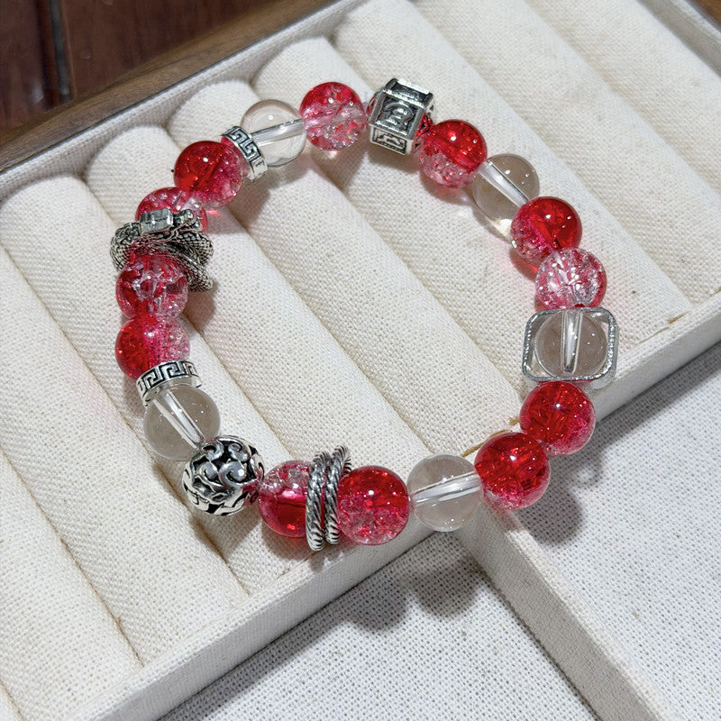 National Fashion Lucky Fortune Pony Life Niche Retro Couple Cinnabar Bracelet