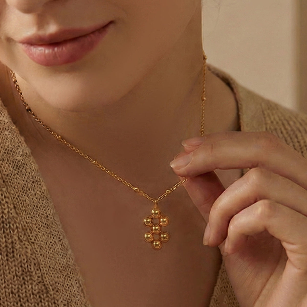 Niche Geometric Steel Ball Stitching Ear Design Fashion Simple Jewelry Set