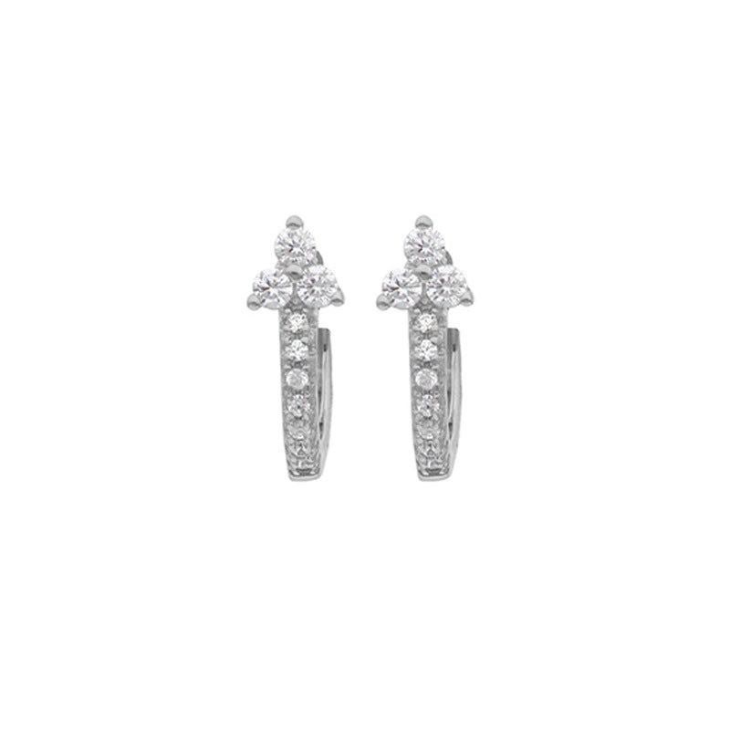 Simplicity Copper Inlaid Zircon Ear Of Rice Clip Versatile Earrings