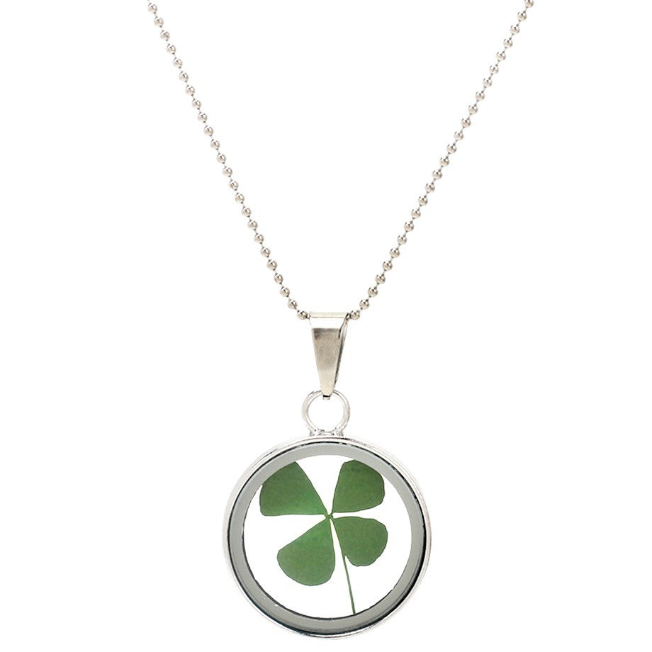 Cold Style Long Natural Plant Dried Flower Clover Necklace