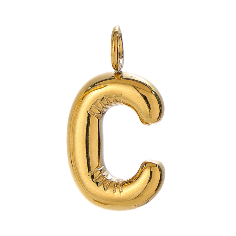 Chubby Bubble English Letter Titanium Steel Gold Pendant