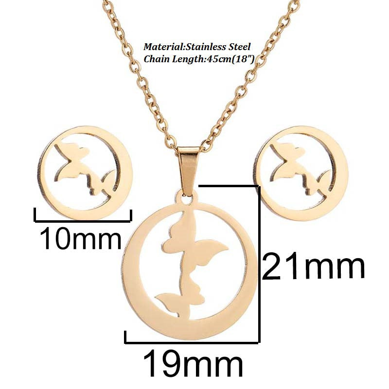 Rabbit Paper Crane Vintage Gold Plating Jewelry Set