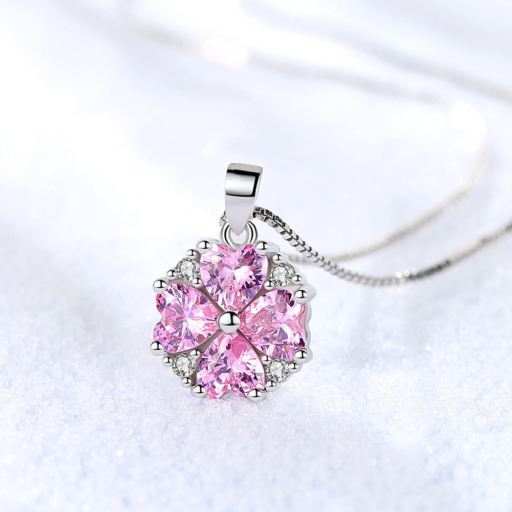 Women's Korean Fashion Elegant Zircon Lucky Heart Pendant
