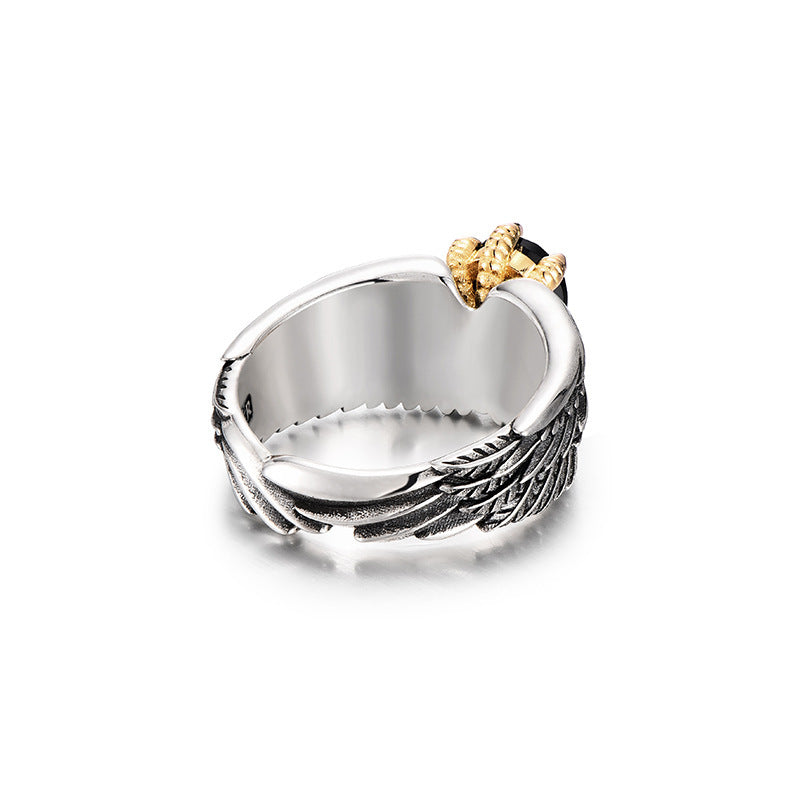 Men's Thai Sier Eagle Wings Retro Style Personality Ring
