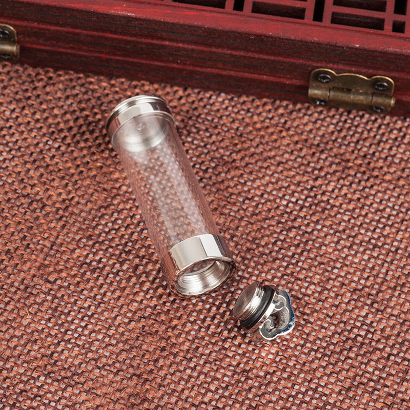 Steel Bottle Charm Tube Shell Can Hold Cinnabar Scriptures Pendant