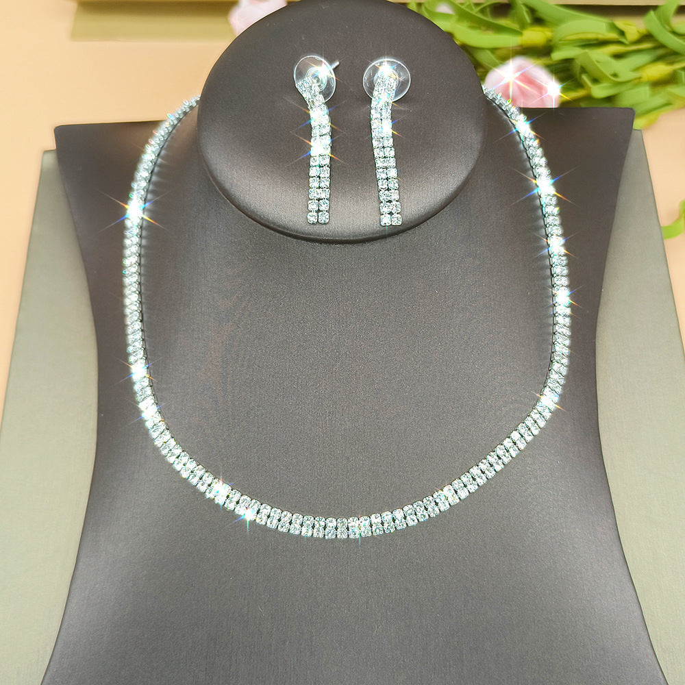Unique Bridal Decorative Three-piece Electroplated Sier Earrings