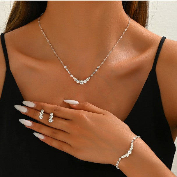Metal Claw Chain Rhinestone Wedding Bridal Eardrop Jewelry Set