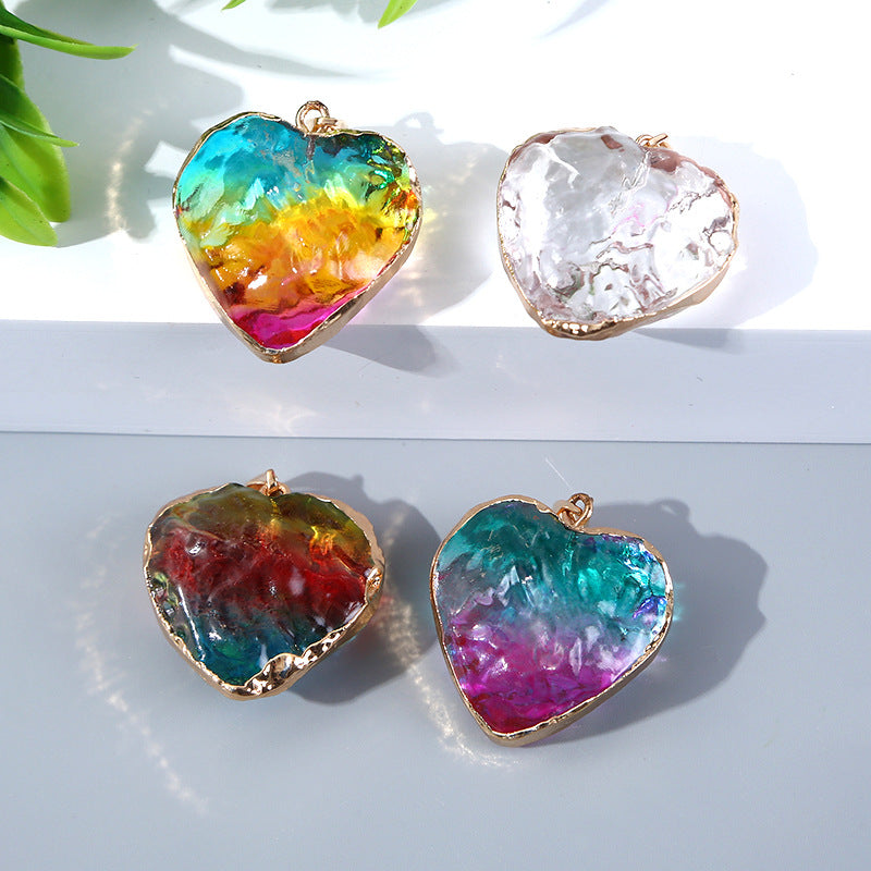 Colorful Artificial Crystal Arrow Heart-shaped Square Brim Pendants