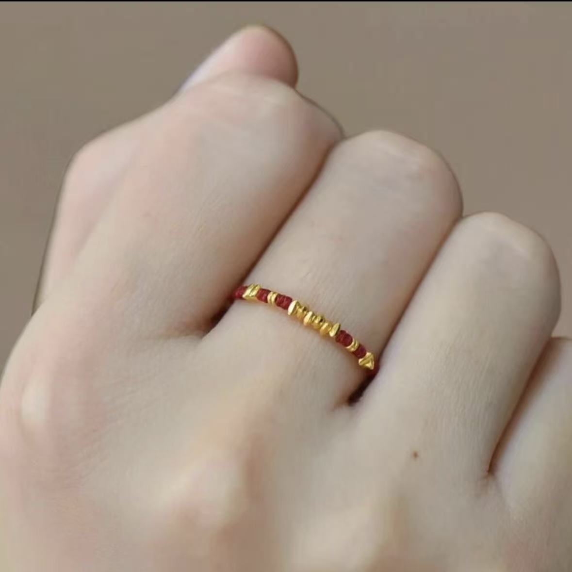 Alloy Fabric Year-old Gold Red Rope Original Hand-woven Money Drawing Rings