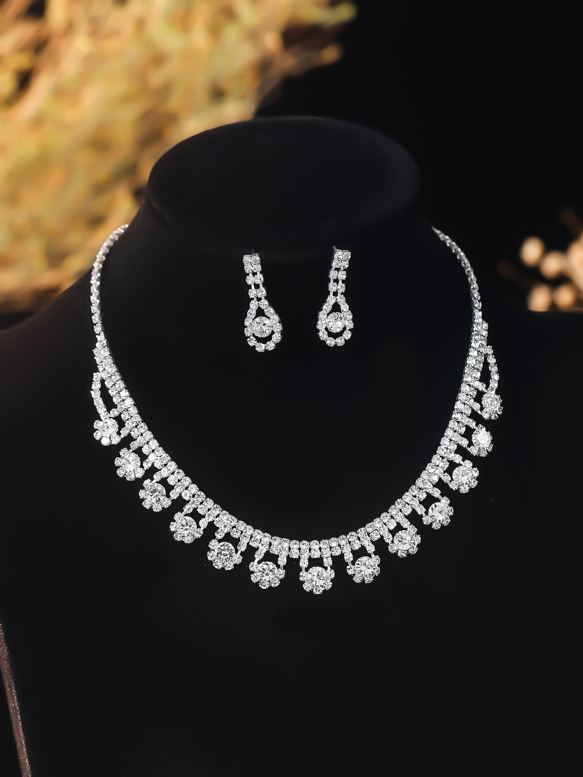Super Beautiful Suite Rhinestone Shiny Ear Wedding Party Two-piece Dress Earrings