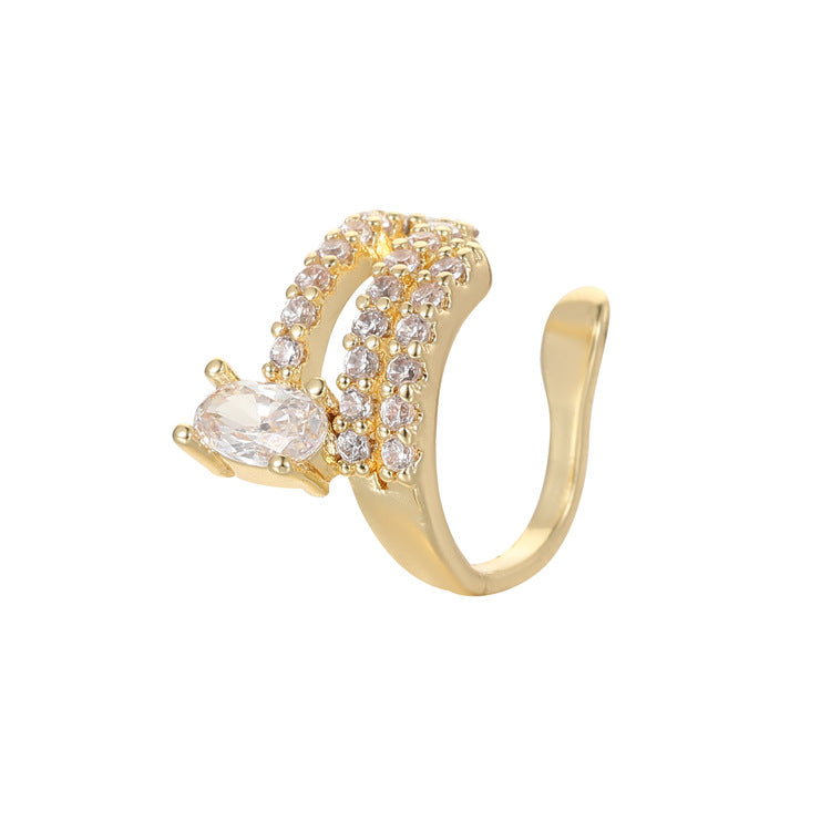 Out Ear Clip Gold Micro Inlaid Zircon Light Stud Earrings