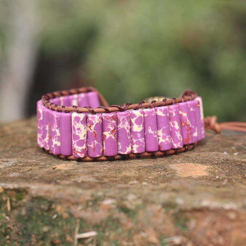 Bohemian Style Natural Stone Lan Di Royal Vintage Hand-woven Bracelet