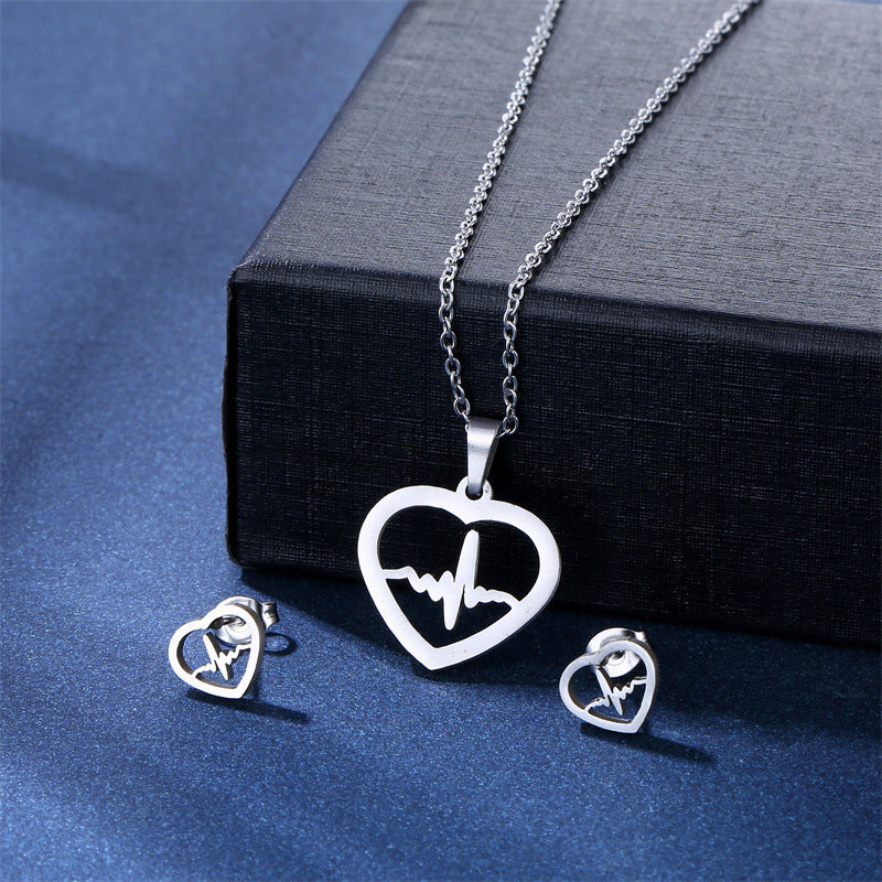 Women's Stainless Steel Suite Fashion Geometry Pattern Animal Love Jewelry Set