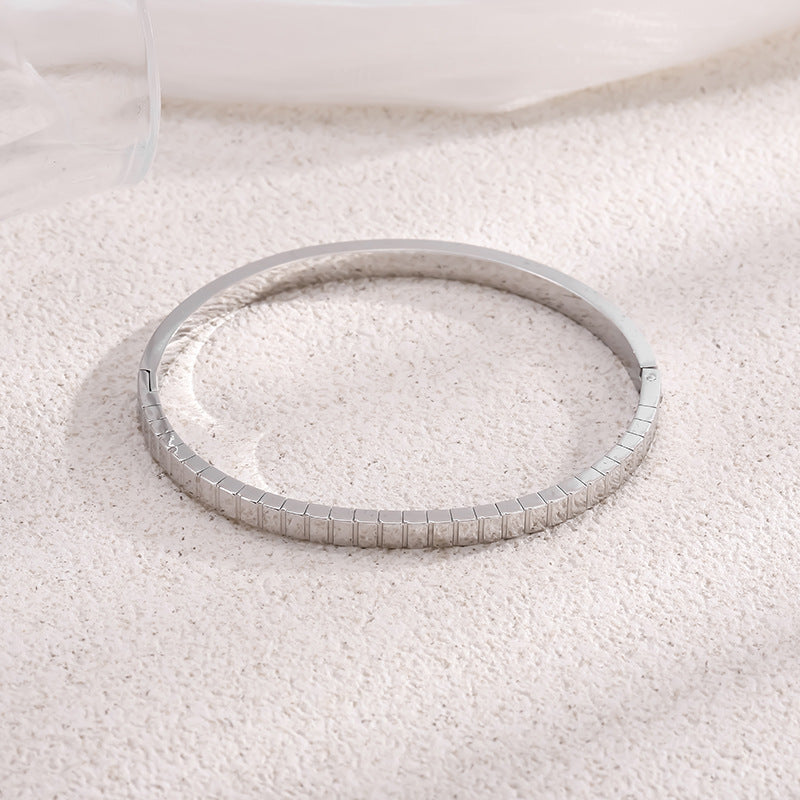 Titanium Steel Square Striped Stainless High-grade Simple Bracelet