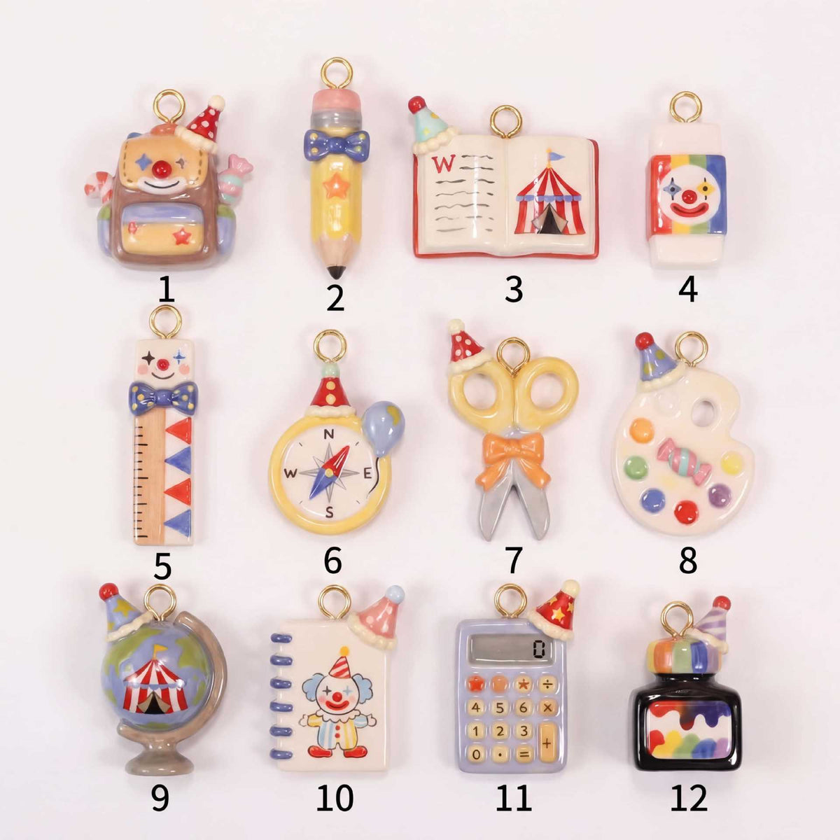 School Supplies Subject Schoolbag Copper Pen Book Scissors Cute Small Pendant