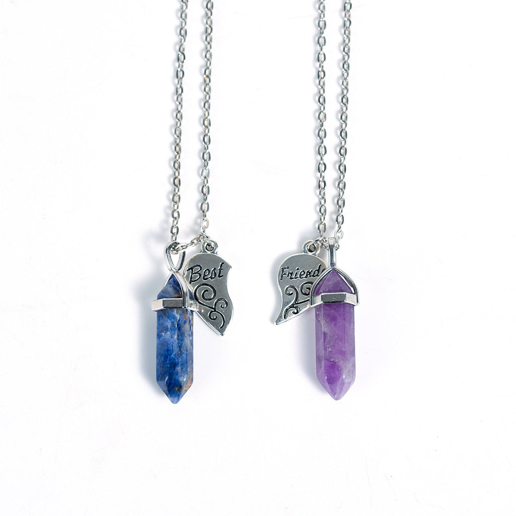 Friends Vertical Double Pointed Crystal Column Pendant