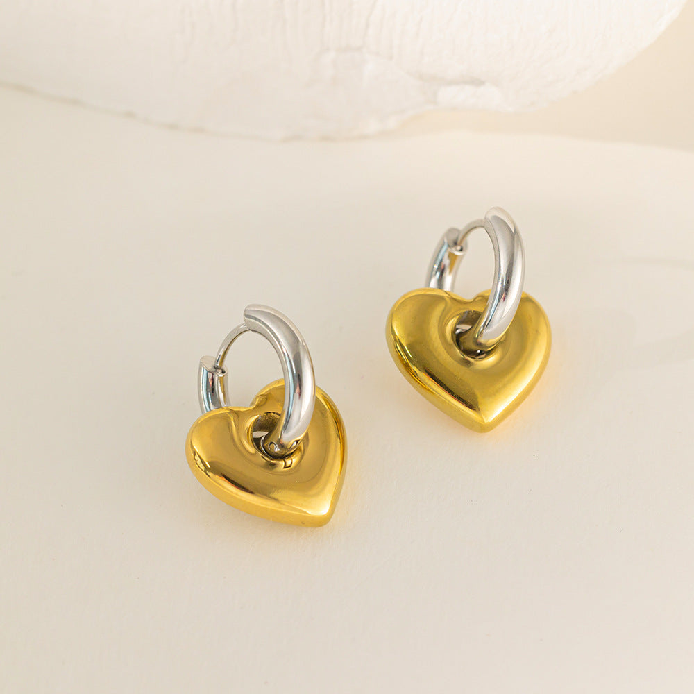 Color Love Heart Fat Peach Ear Clip Titanium Steel No Earrings