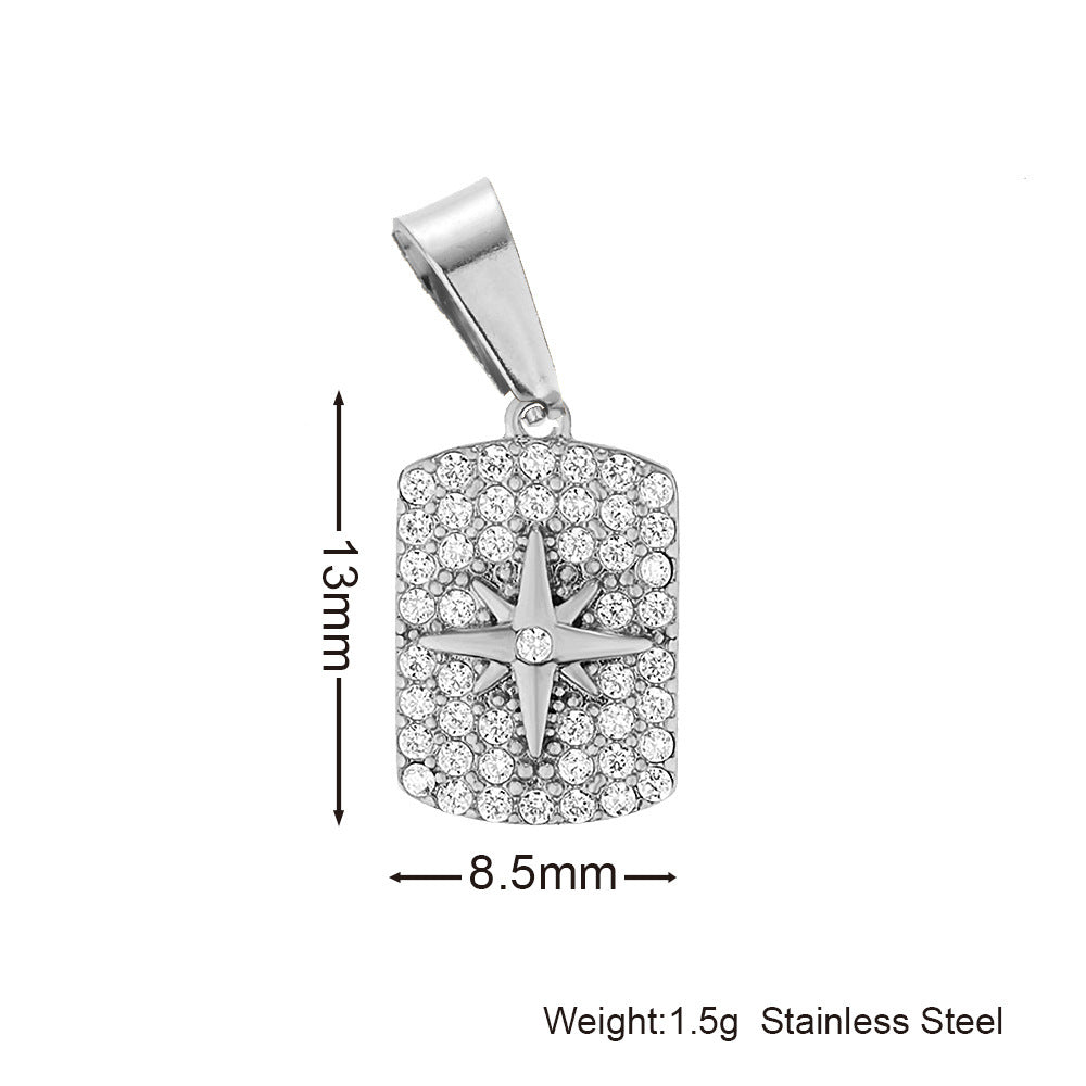 Inlaid Zircon Stainless Steel Gold-plated Cross Pendant