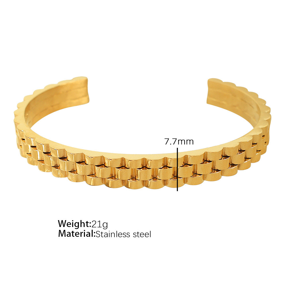 Strap Pattern Titanium Steel Gold Plated Creative Bracelets