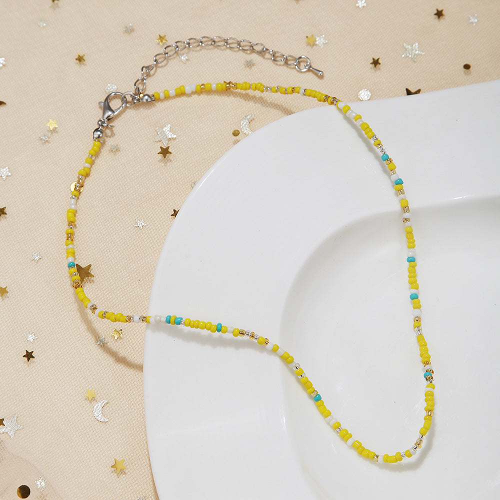 Women's Small Beads Beaded Girly Style Rainbow Necklaces