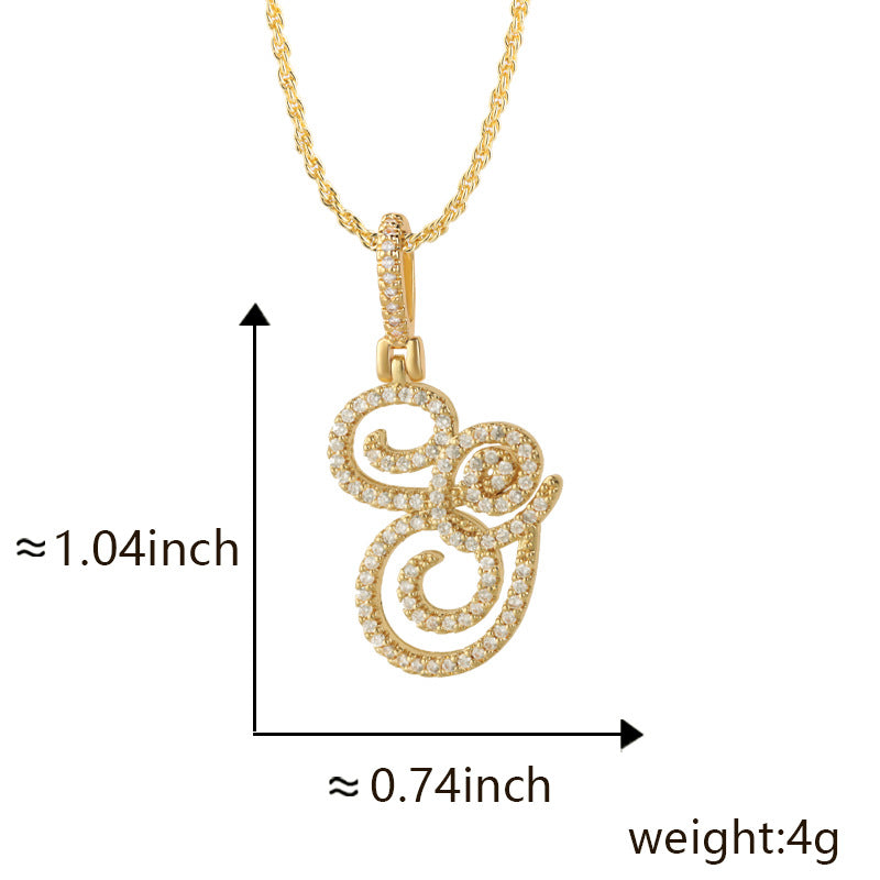 Hop Flower Body Grass English Letter Niche Style Inlaid Zircon Pendants