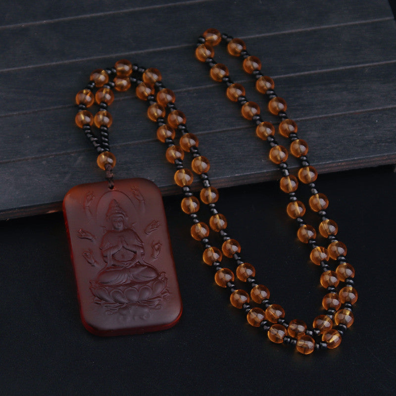 Women's & Men's Knot Ancient French Glaze Buddha Amitabha Pendants