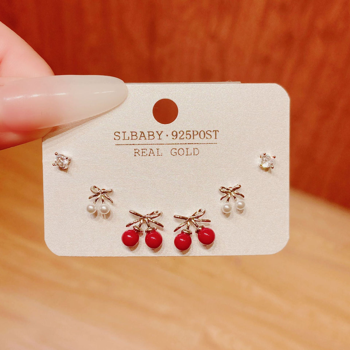 Horse Angola Red Female Cherry Camellia Stud Earrings