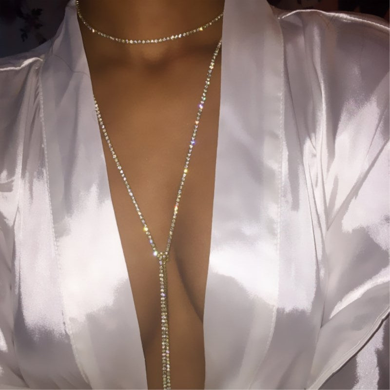 Women's Claw Chain Diamond Long Rhinestone Collar Necklaces