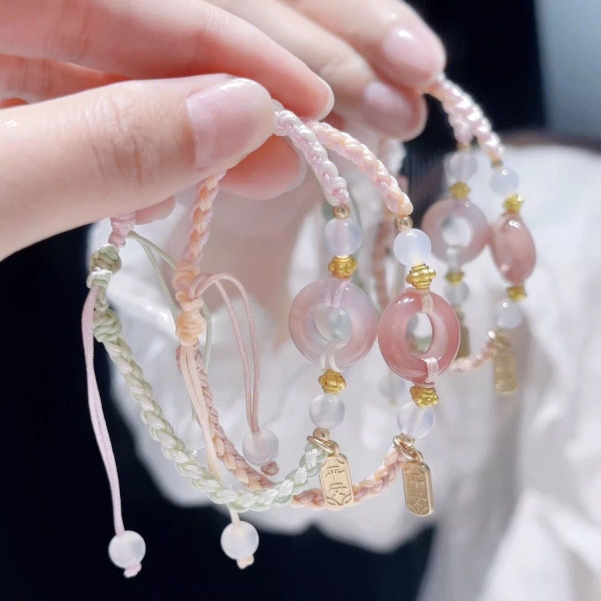 Blossom Color Matching Couple Safety Joy Carrying Strap Handmade Good-looking Bracelet