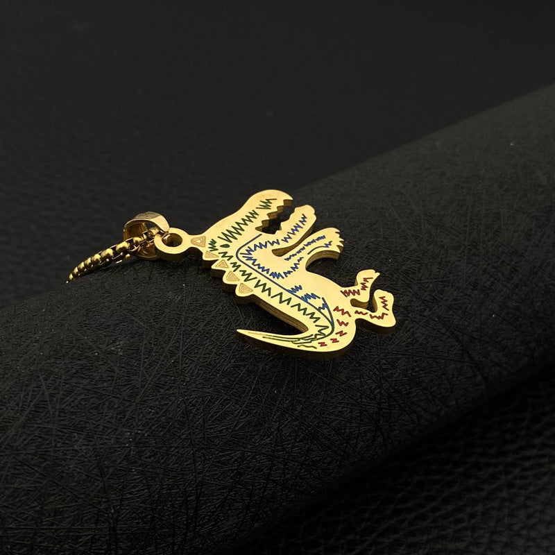 Women's & Men's Fashion Dinosaur Titanium Steel Personality Tyrannosaurus Street Disco Pendants