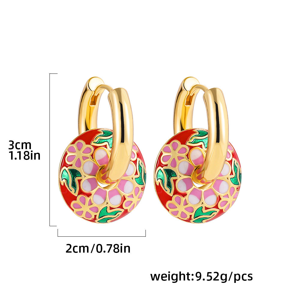 Drip Pattern Circle Ear Clip French Fashionable Niche Design Vintage Earrings