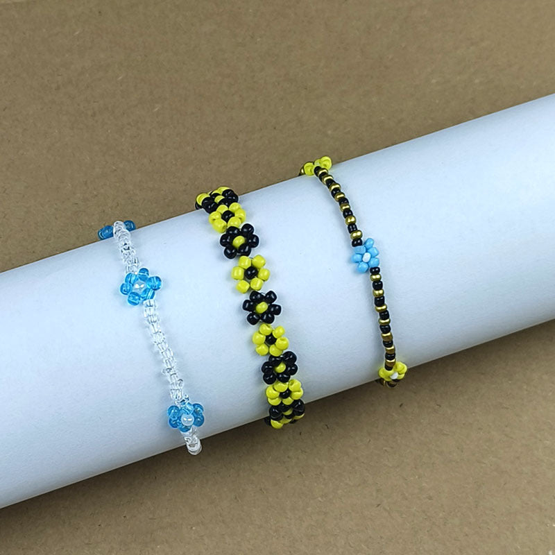 Colorful Beads Stringed Flower Female Style Temperament Little Bracelets