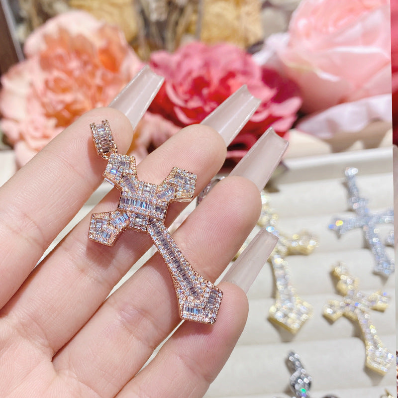 Full Diamond Cross Hip Hop Real Necklaces