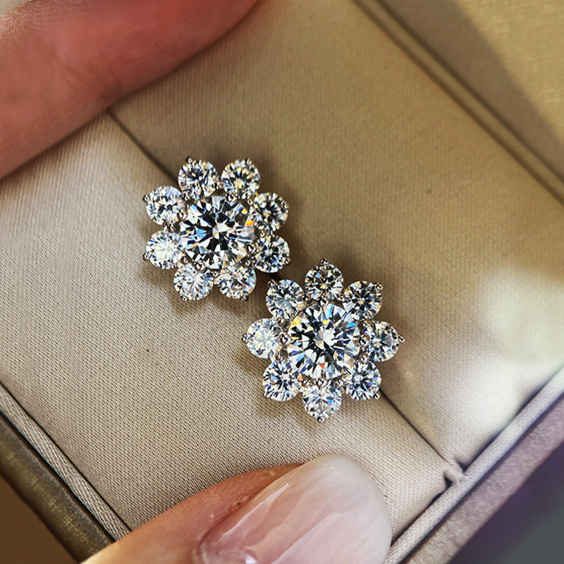 Shi Korean Style Fashion Elegant Snowflake Zircon Versatile Jewelry Set
