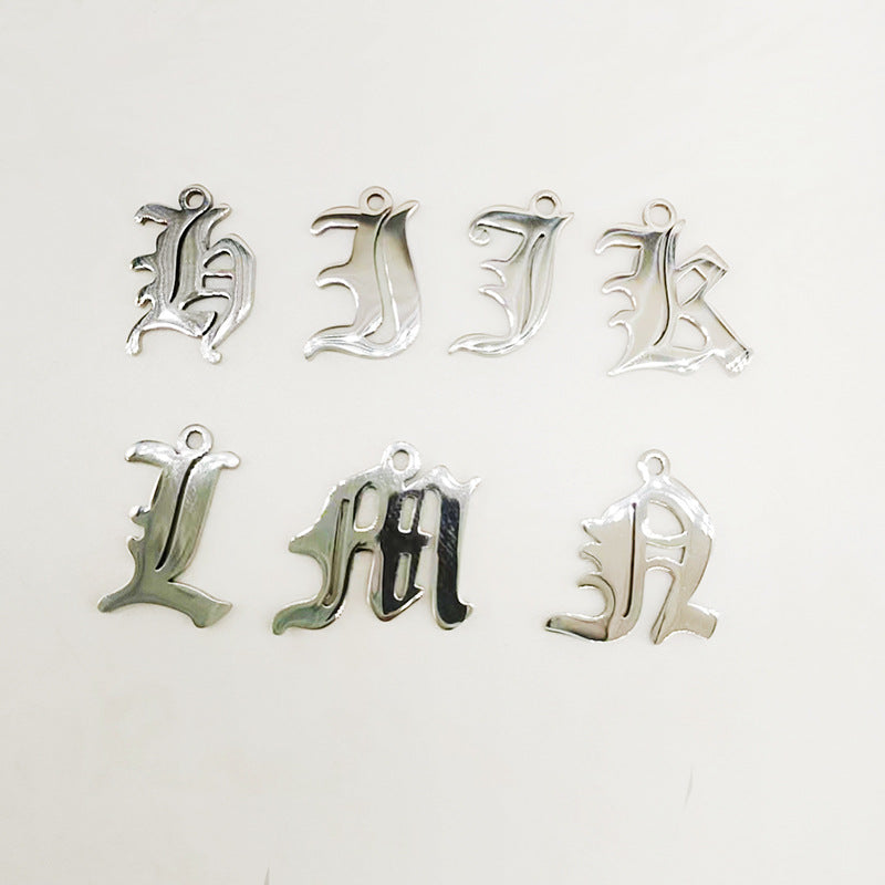 Titanium Steel Retro Alphabet Outer Hole Round Artistic Pendant