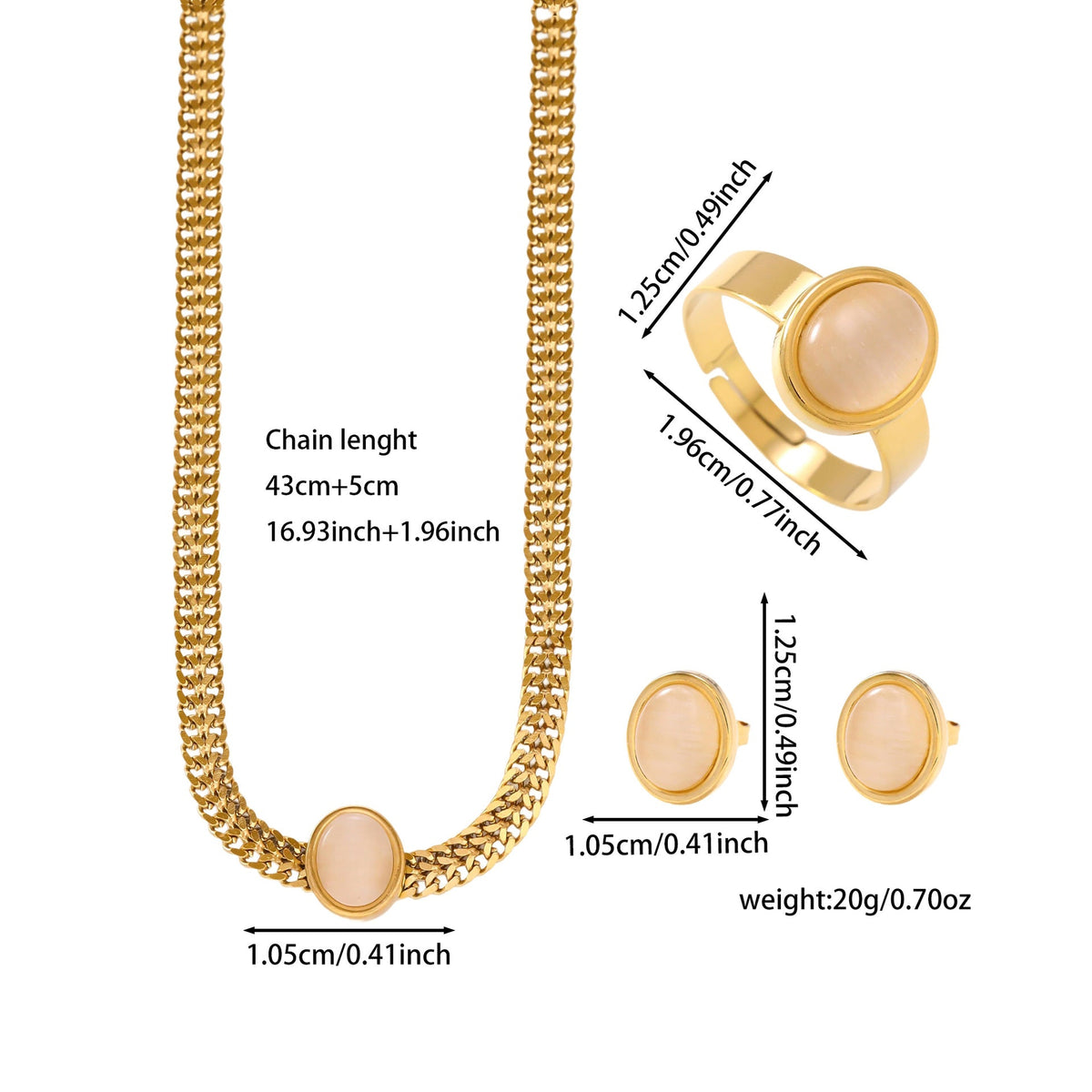 Women's French Stainless Steel Suite Light Luxury High-grade Jewelry Set