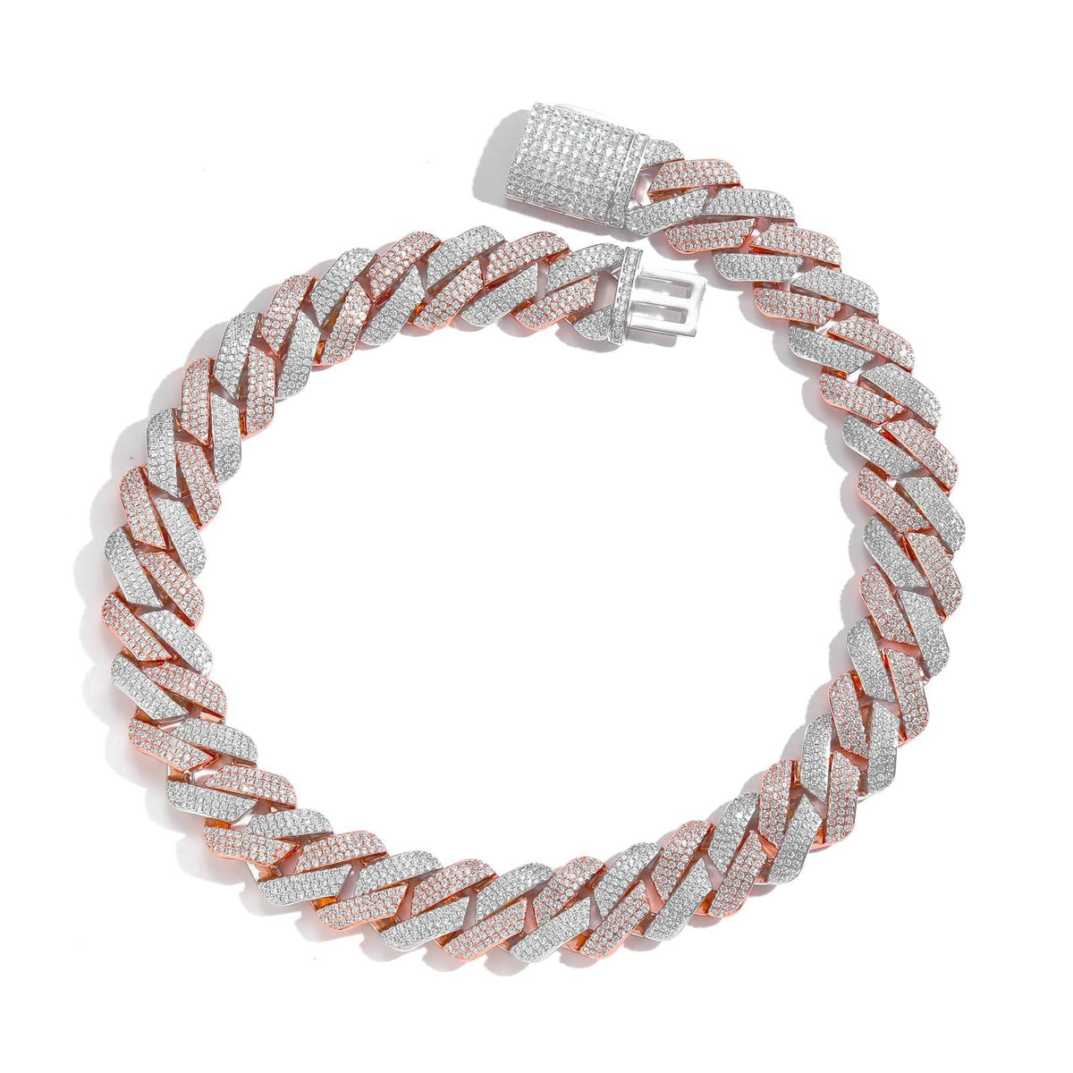 Men's Hip Hop Three Rows Zircon Cuban Link Chain Thick Necklaces