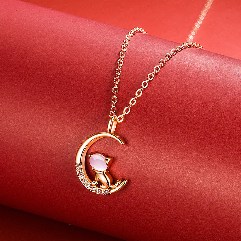 Women's Korean Style Ross Chinese Zodiac Rose Gold Pendant