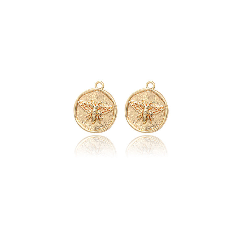 Pure Copper Gold-plated Round Tag Simple Pendant