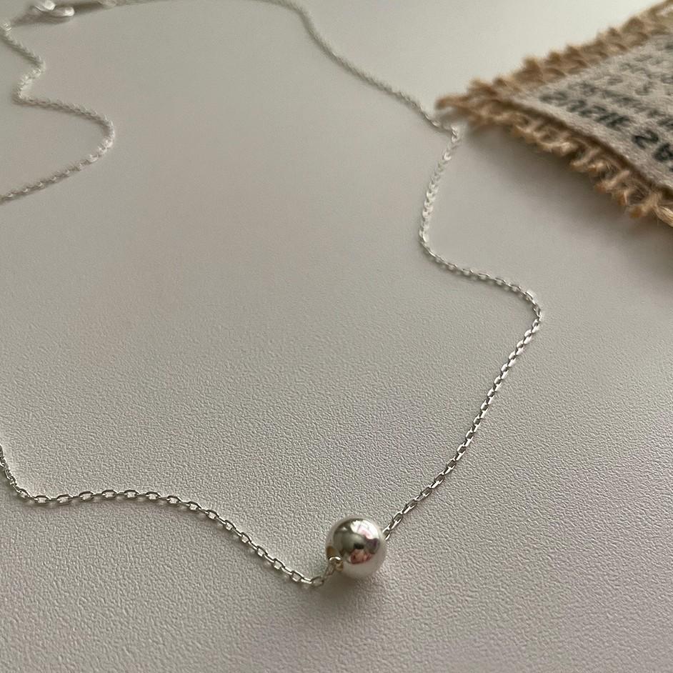 Korean Style Sterling Sier Round Beads Necklace