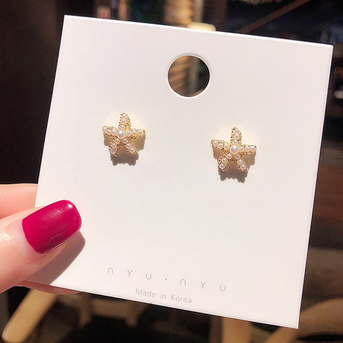 Women's Beach Style Retro Exaggerated Golden Scallop Versatile Creative Shell Starfish Earrings