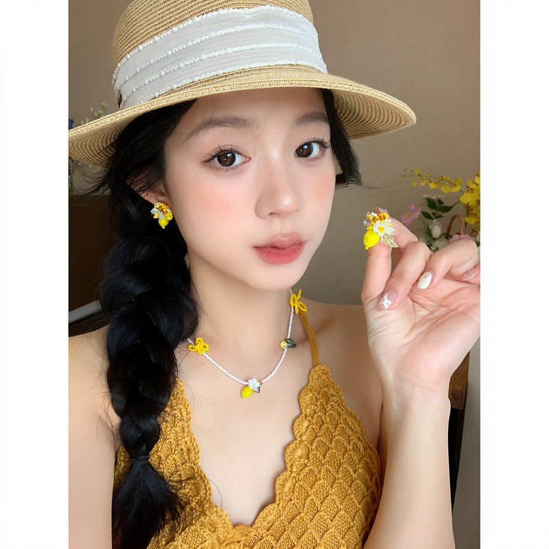 Crystal String Beads Seaside Vacation Style Light Jewelry Set