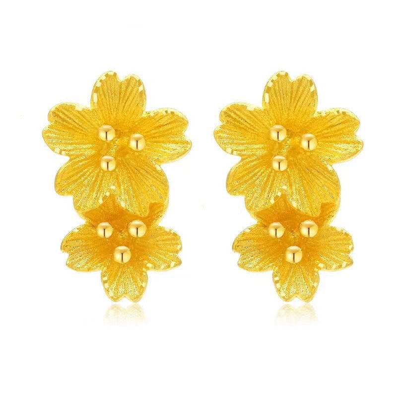 Women's Peach Blossom Three-dimensional Flower Simple Pattern Stud Earrings